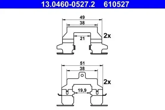 Zubehörsatz, Scheibenbremsbelag ATE 13.0460-0527.2 Bild Zubehörsatz, Scheibenbremsbelag ATE 13.0460-0527.2