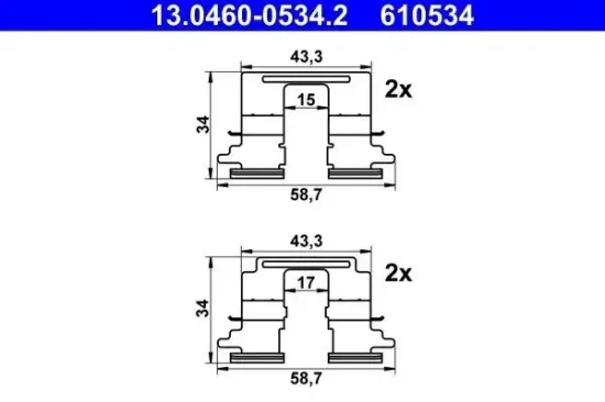 Zubehörsatz, Scheibenbremsbelag ATE 13.0460-0534.2 Bild Zubehörsatz, Scheibenbremsbelag ATE 13.0460-0534.2