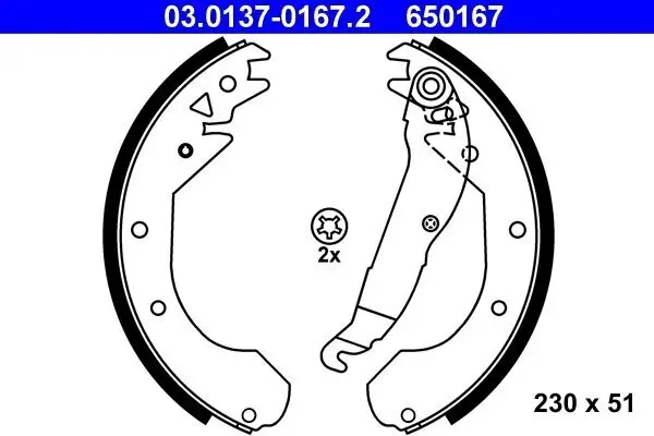 Bremsbackensatz Hinterachse ATE 03.0137-0167.2