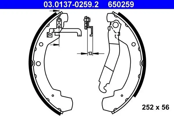 Bremsbackensatz ATE 03.0137-0259.2