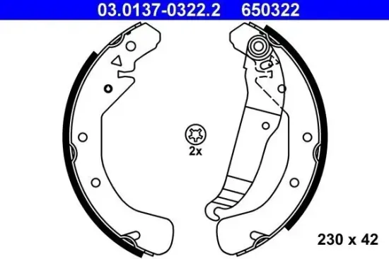 Bremsbackensatz Hinterachse ATE 03.0137-0322.2 Bild Bremsbackensatz Hinterachse ATE 03.0137-0322.2