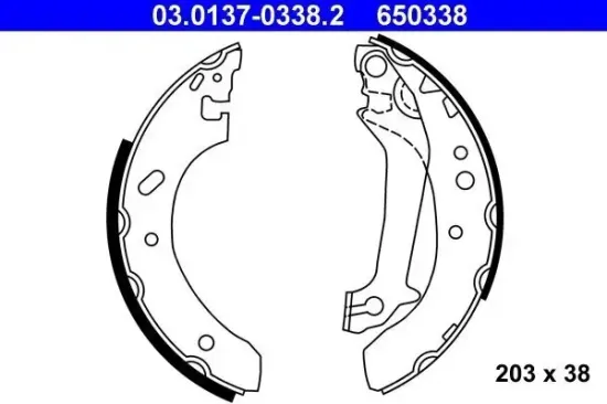 Bremsbackensatz Hinterachse ATE 03.0137-0338.2 Bild Bremsbackensatz Hinterachse ATE 03.0137-0338.2