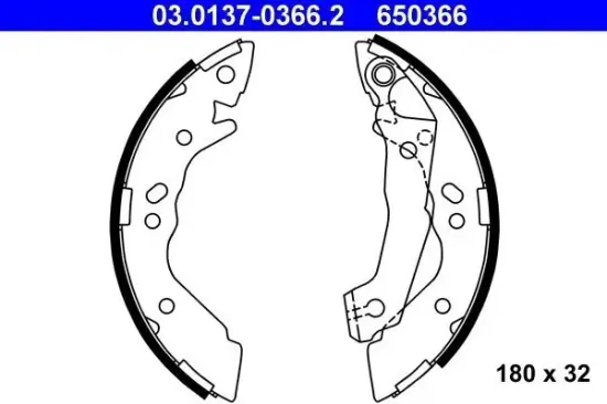 Bremsbackensatz Hinterachse ATE 03.0137-0366.2 Bild Bremsbackensatz Hinterachse ATE 03.0137-0366.2