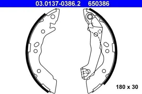 Bremsbackensatz Hinterachse ATE 03.0137-0386.2 Bild Bremsbackensatz Hinterachse ATE 03.0137-0386.2