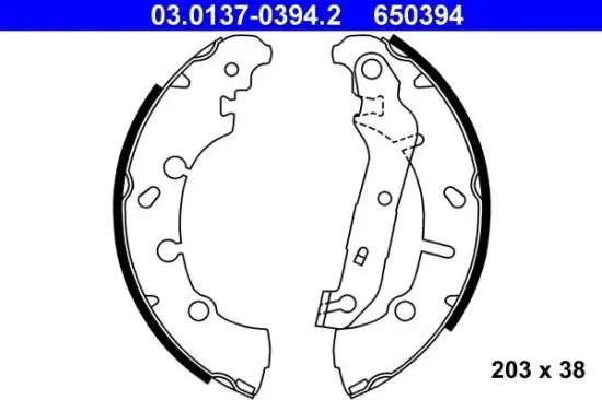 Bremsbackensatz Hinterachse ATE 03.0137-0394.2 Bild Bremsbackensatz Hinterachse ATE 03.0137-0394.2