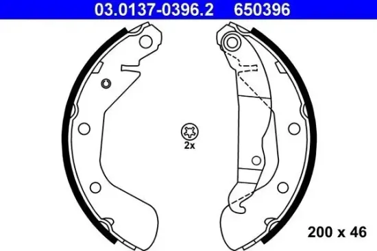 Bremsbackensatz Hinterachse ATE 03.0137-0396.2 Bild Bremsbackensatz Hinterachse ATE 03.0137-0396.2