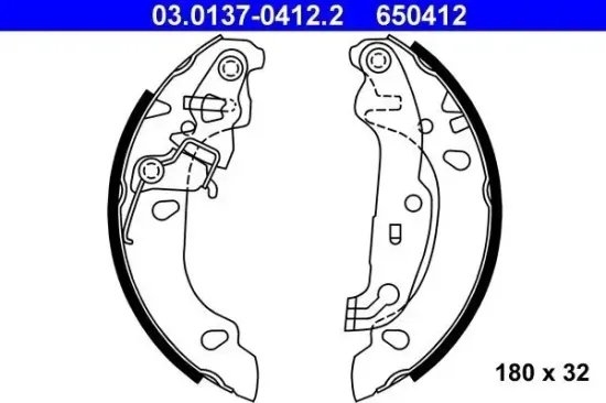 Bremsbackensatz ATE 03.0137-0412.2 Bild Bremsbackensatz ATE 03.0137-0412.2