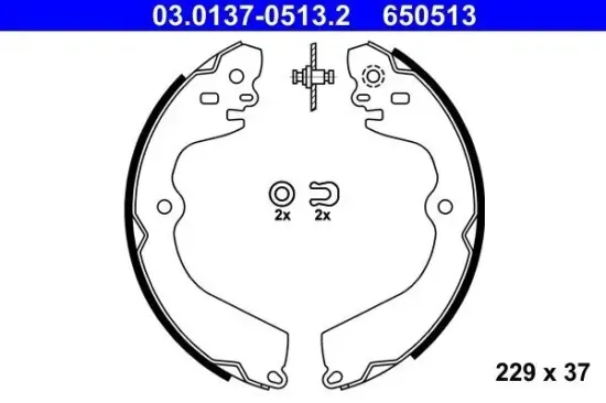 Bremsbackensatz Hinterachse ATE 03.0137-0513.2 Bild Bremsbackensatz Hinterachse ATE 03.0137-0513.2