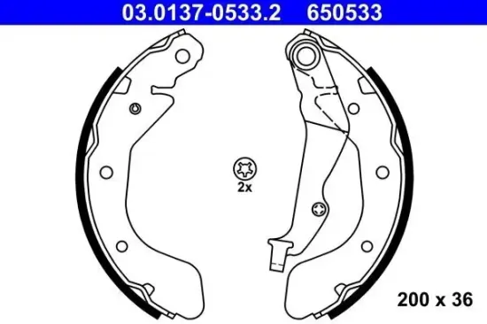 Bremsbackensatz Hinterachse ATE 03.0137-0533.2 Bild Bremsbackensatz Hinterachse ATE 03.0137-0533.2