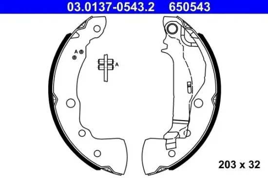 Bremsbackensatz Hinterachse ATE 03.0137-0543.2 Bild Bremsbackensatz Hinterachse ATE 03.0137-0543.2