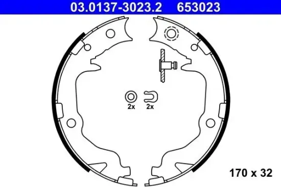 Bremsbackensatz, Feststellbremse Hinterachse ATE 03.0137-3023.2 Bild Bremsbackensatz, Feststellbremse Hinterachse ATE 03.0137-3023.2