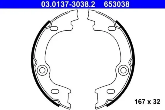 Bremsbackensatz, Feststellbremse Hinterachse ATE 03.0137-3038.2 Bild Bremsbackensatz, Feststellbremse Hinterachse ATE 03.0137-3038.2