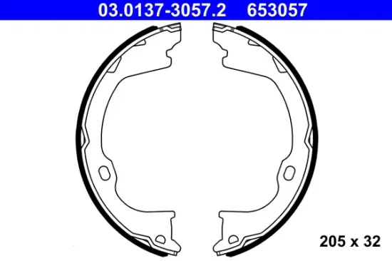Bremsbackensatz, Feststellbremse Hinterachse ATE 03.0137-3057.2 Bild Bremsbackensatz, Feststellbremse Hinterachse ATE 03.0137-3057.2