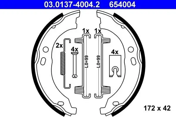 Bremsbackensatz, Feststellbremse ATE 03.0137-4004.2