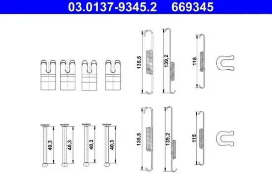 Zubehörsatz, Bremsbacken Hinterachse ATE 03.0137-9345.2 Bild Zubehörsatz, Bremsbacken Hinterachse ATE 03.0137-9345.2