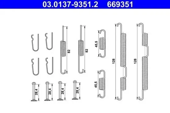 Zubehörsatz, Bremsbacken Hinterachse ATE 03.0137-9351.2 Bild Zubehörsatz, Bremsbacken Hinterachse ATE 03.0137-9351.2