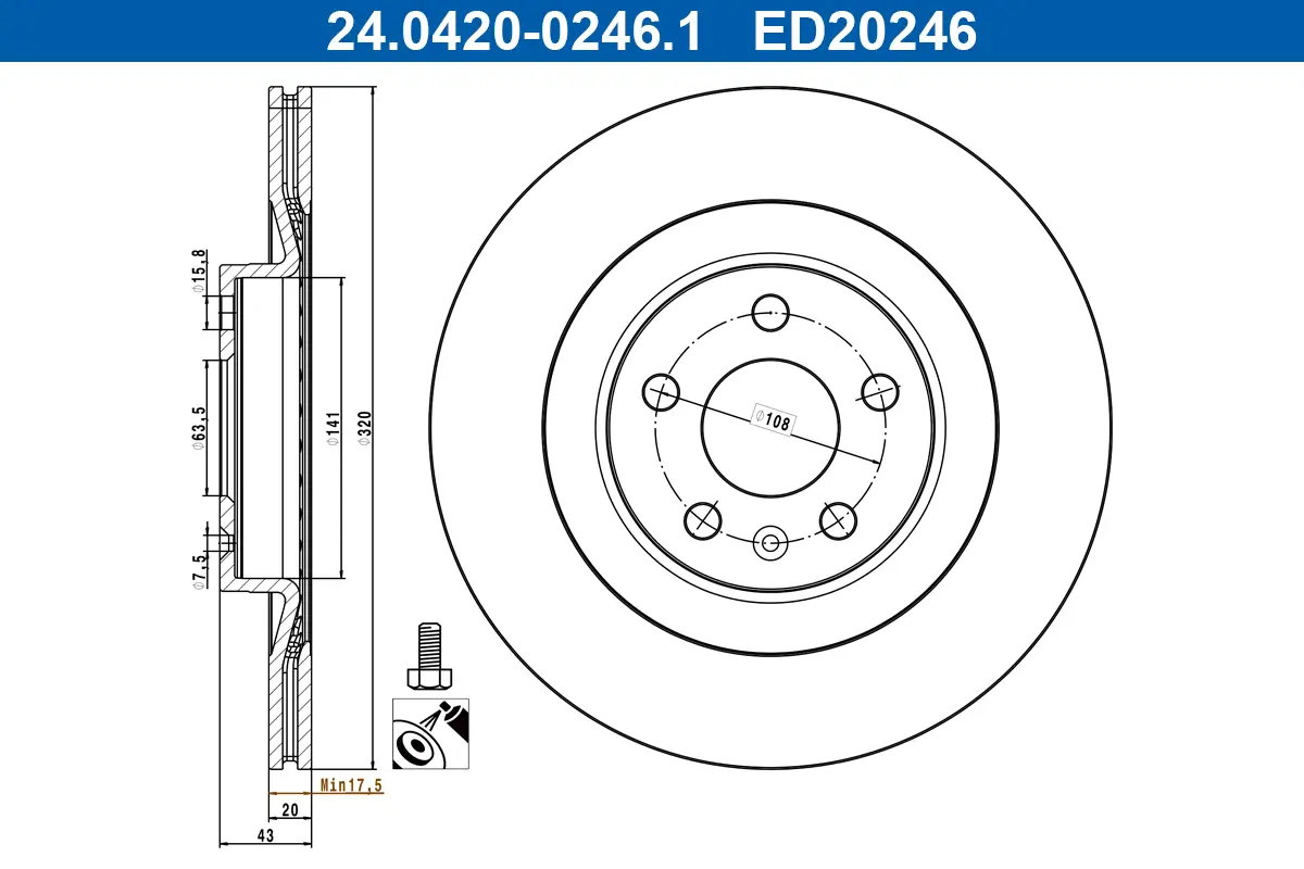 Bremsscheibe Hinterachse ATE 24.0420-0246.1