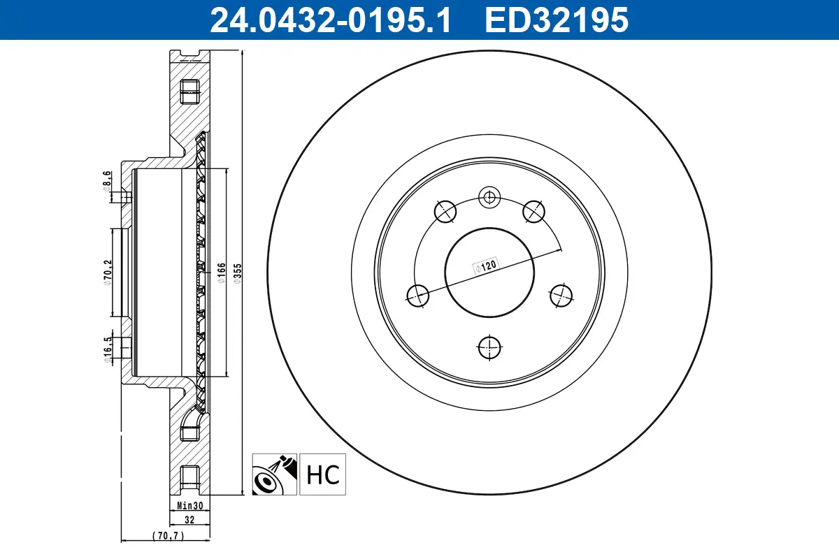 Bremsscheibe Vorderachse ATE 24.0432-0195.1