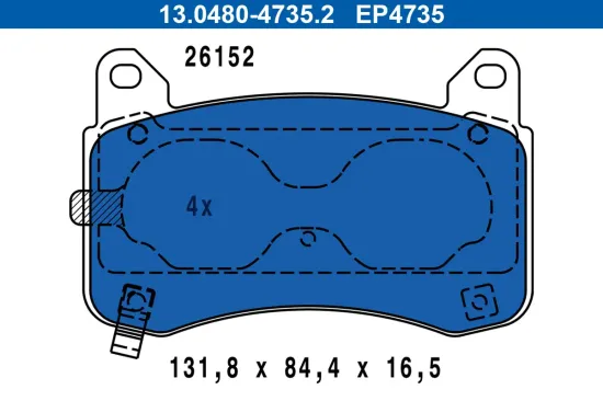 Bremsbelagsatz, Scheibenbremse Vorderachse ATE 13.0480-4735.2 Bild Bremsbelagsatz, Scheibenbremse Vorderachse ATE 13.0480-4735.2