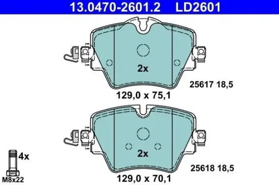 Bremsbelagsatz, Scheibenbremse Vorderachse ATE 13.0470-2601.2 Bild Bremsbelagsatz, Scheibenbremse Vorderachse ATE 13.0470-2601.2
