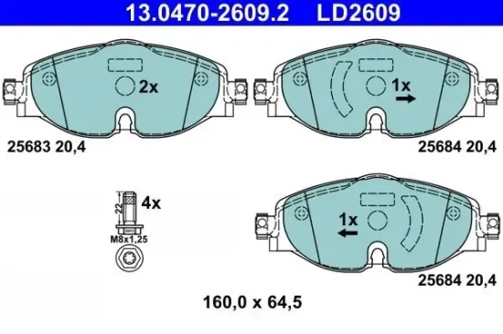 Bremsbelagsatz, Scheibenbremse ATE 13.0470-2609.2 Bild Bremsbelagsatz, Scheibenbremse ATE 13.0470-2609.2