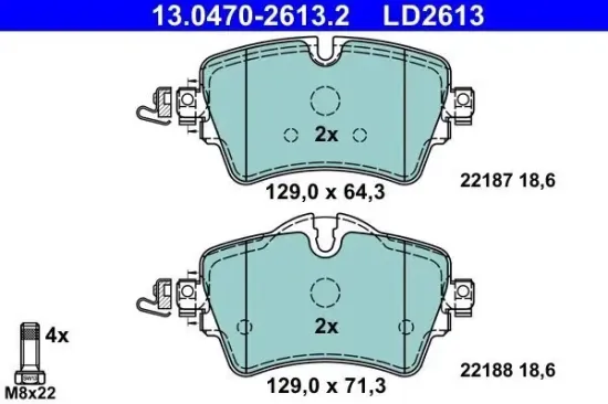 Bremsbelagsatz, Scheibenbremse Vorderachse ATE 13.0470-2613.2 Bild Bremsbelagsatz, Scheibenbremse Vorderachse ATE 13.0470-2613.2