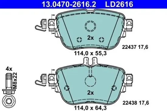 Bremsbelagsatz, Scheibenbremse ATE 13.0470-2616.2 Bild Bremsbelagsatz, Scheibenbremse ATE 13.0470-2616.2