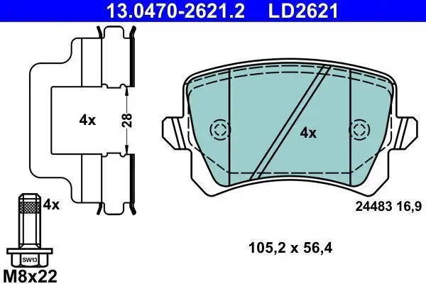 Bremsbelagsatz, Scheibenbremse ATE 13.0470-2621.2