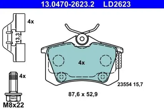 Bremsbelagsatz, Scheibenbremse ATE 13.0470-2623.2 Bild Bremsbelagsatz, Scheibenbremse ATE 13.0470-2623.2