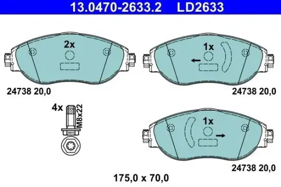 Bremsbelagsatz, Scheibenbremse ATE 13.0470-2633.2 Bild Bremsbelagsatz, Scheibenbremse ATE 13.0470-2633.2