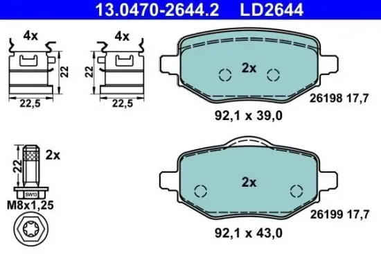 Bremsbelagsatz, Scheibenbremse ATE 13.0470-2644.2 Bild Bremsbelagsatz, Scheibenbremse ATE 13.0470-2644.2