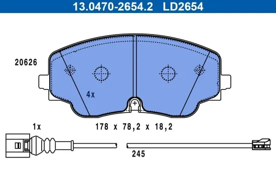 Bremsbelagsatz, Scheibenbremse ATE 13.0470-2654.2 Bild Bremsbelagsatz, Scheibenbremse ATE 13.0470-2654.2