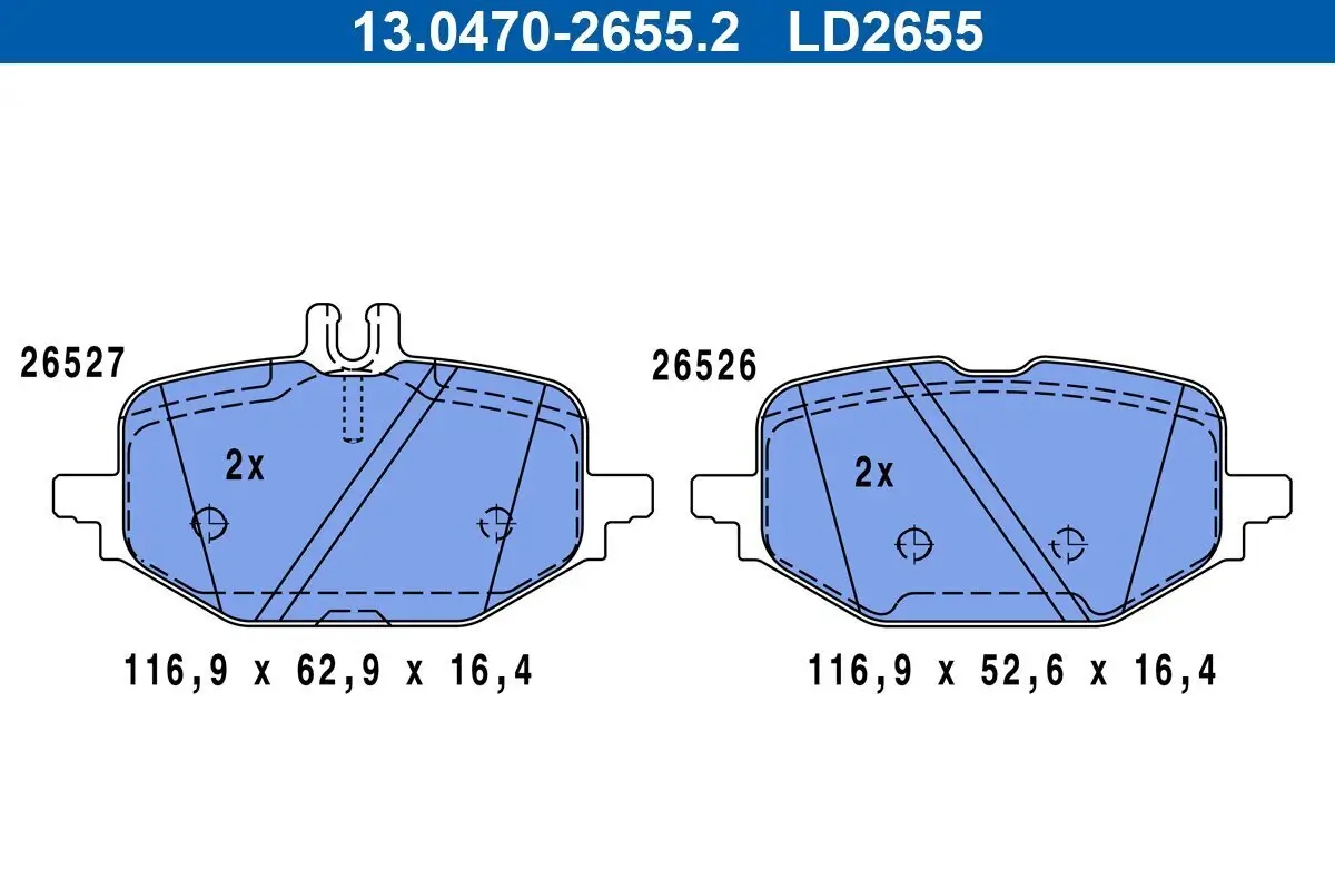 Bremsbelagsatz, Scheibenbremse Hinterachse ATE 13.0470-2655.2