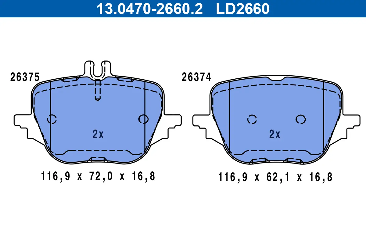 Bremsbelagsatz, Scheibenbremse ATE 13.0470-2660.2