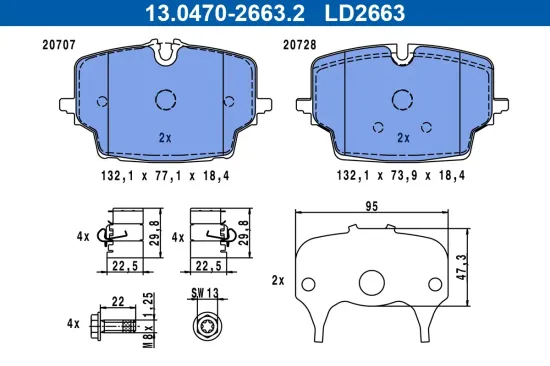 Bremsbelagsatz, Scheibenbremse Vorderachse ATE 13.0470-2663.2 Bild Bremsbelagsatz, Scheibenbremse Vorderachse ATE 13.0470-2663.2