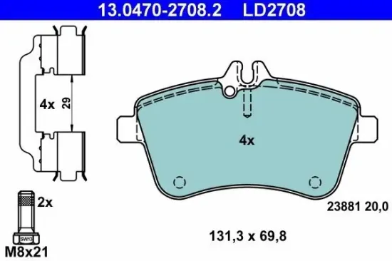 Bremsbelagsatz, Scheibenbremse ATE 13.0470-2708.2 Bild Bremsbelagsatz, Scheibenbremse ATE 13.0470-2708.2