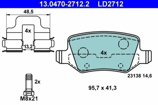 Bremsbelagsatz, Scheibenbremse ATE 13.0470-2712.2 Bild Bremsbelagsatz, Scheibenbremse ATE 13.0470-2712.2