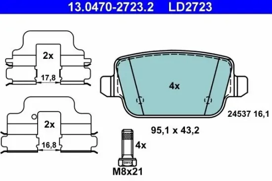 Bremsbelagsatz, Scheibenbremse ATE 13.0470-2723.2 Bild Bremsbelagsatz, Scheibenbremse ATE 13.0470-2723.2