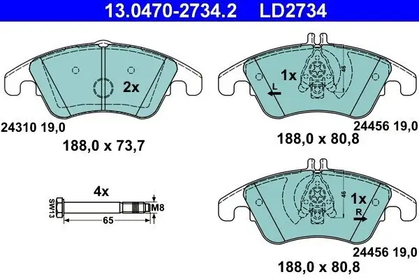 Bremsbelagsatz, Scheibenbremse ATE 13.0470-2734.2