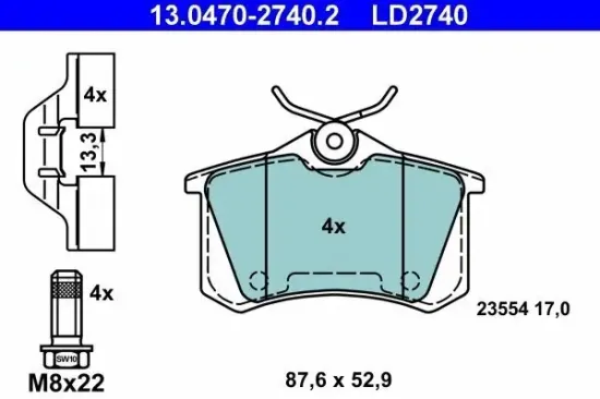 Bremsbelagsatz, Scheibenbremse ATE 13.0470-2740.2 Bild Bremsbelagsatz, Scheibenbremse ATE 13.0470-2740.2