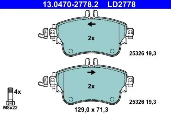 Bremsbelagsatz, Scheibenbremse ATE 13.0470-2778.2 Bild Bremsbelagsatz, Scheibenbremse ATE 13.0470-2778.2