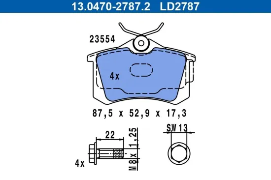 Bremsbelagsatz, Scheibenbremse ATE 13.0470-2787.2 Bild Bremsbelagsatz, Scheibenbremse ATE 13.0470-2787.2