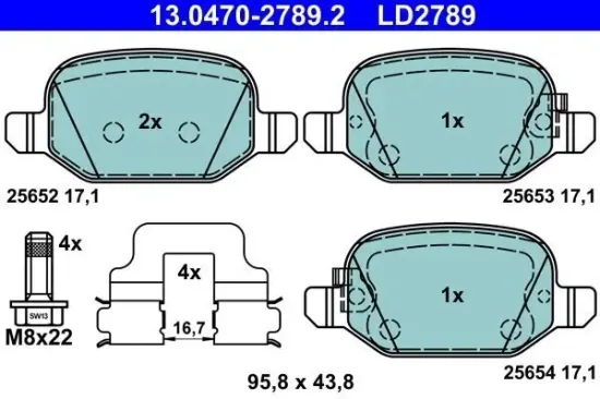 Bremsbelagsatz, Scheibenbremse ATE 13.0470-2789.2 Bild Bremsbelagsatz, Scheibenbremse ATE 13.0470-2789.2