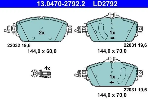 Bremsbelagsatz, Scheibenbremse ATE 13.0470-2792.2