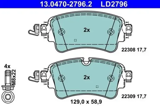 Bremsbelagsatz, Scheibenbremse ATE 13.0470-2796.2 Bild Bremsbelagsatz, Scheibenbremse ATE 13.0470-2796.2