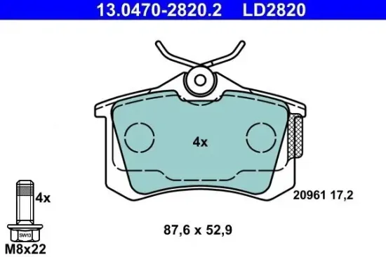 Bremsbelagsatz, Scheibenbremse ATE 13.0470-2820.2 Bild Bremsbelagsatz, Scheibenbremse ATE 13.0470-2820.2
