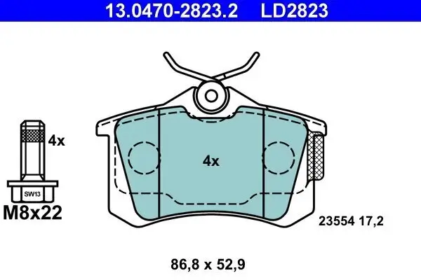 Bremsbelagsatz, Scheibenbremse ATE 13.0470-2823.2