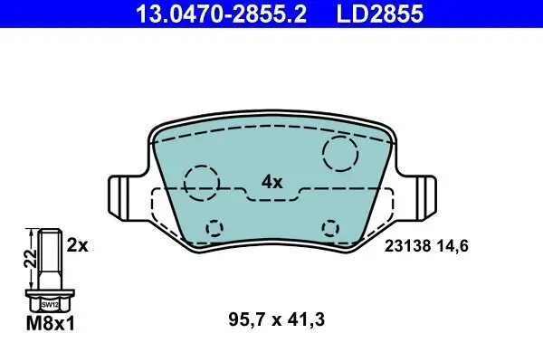 Bremsbelagsatz, Scheibenbremse ATE 13.0470-2855.2 Bild Bremsbelagsatz, Scheibenbremse ATE 13.0470-2855.2