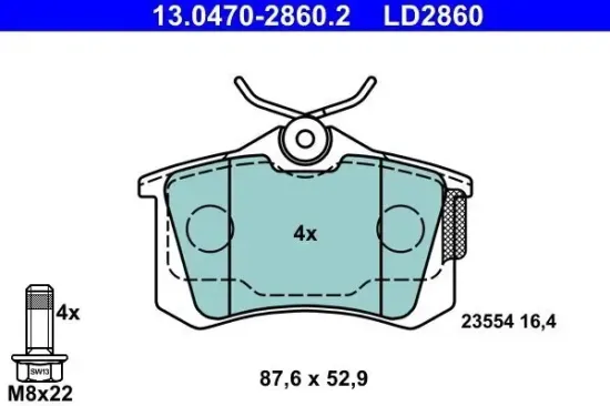 Bremsbelagsatz, Scheibenbremse ATE 13.0470-2860.2 Bild Bremsbelagsatz, Scheibenbremse ATE 13.0470-2860.2