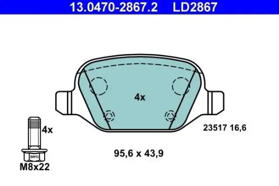 Bremsbelagsatz, Scheibenbremse ATE 13.0470-2867.2 Bild Bremsbelagsatz, Scheibenbremse ATE 13.0470-2867.2